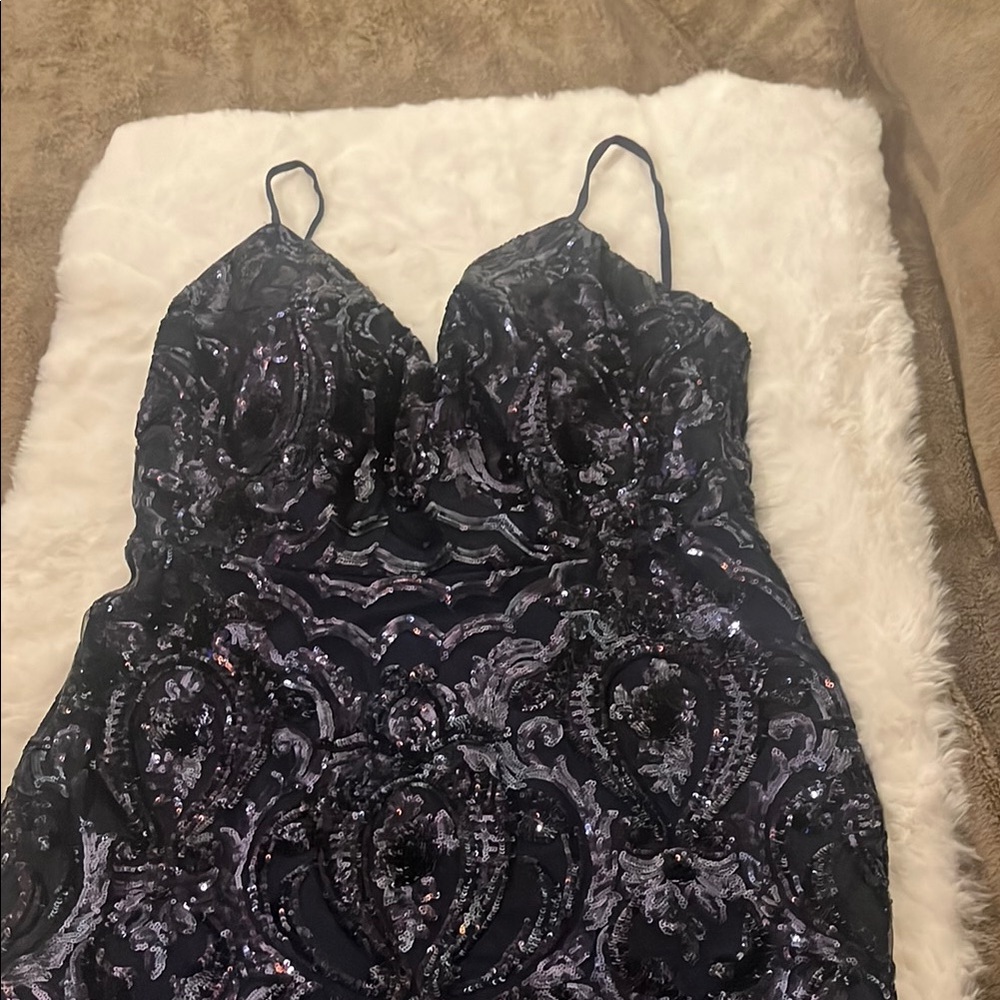 Elegant navy blue Sequin Dress